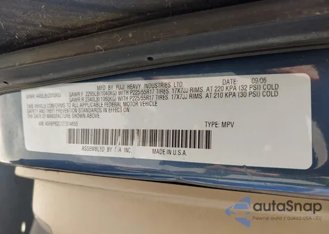 2007 Subaru Outback 2.5I Limited from USA, damaged, VIN 4S4BP62C177314655